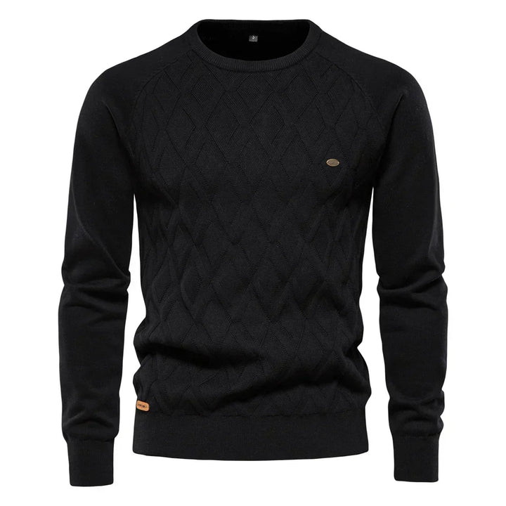 Theodor Men's Elegant Check Pattern Sweater Ultra-Soft Cotton