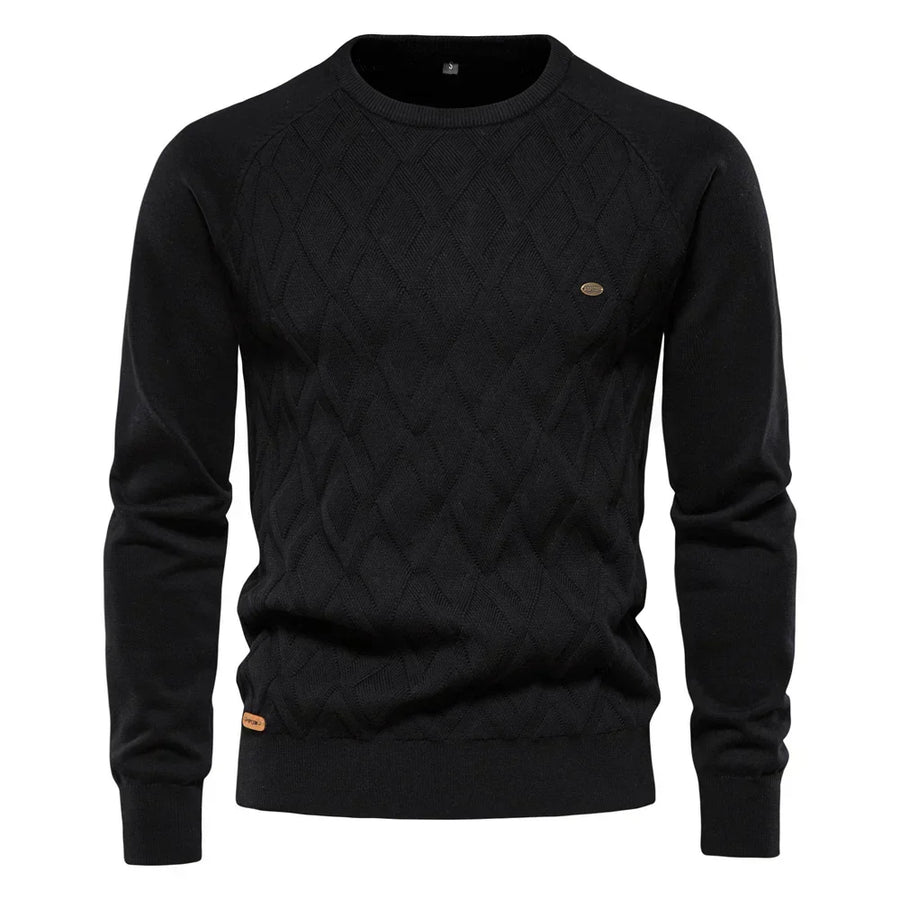 Theodor Men's Elegant Check Pattern Sweater Ultra-Soft Cotton