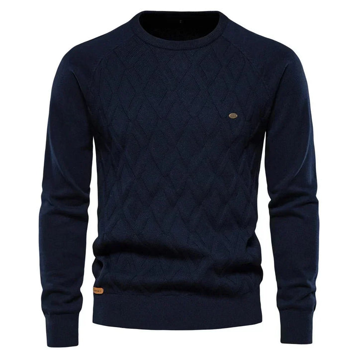 Theodor Men's Elegant Check Pattern Sweater Ultra-Soft Cotton
