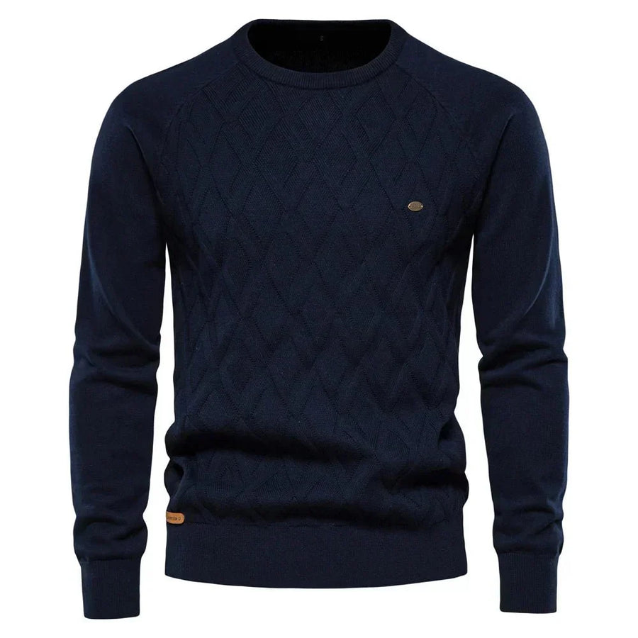 Theodor Men's Elegant Check Pattern Sweater Ultra-Soft Cotton