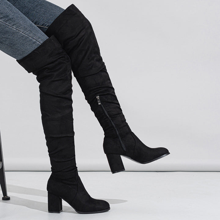 BECKY OVERKNEE SUEDE BOOTS