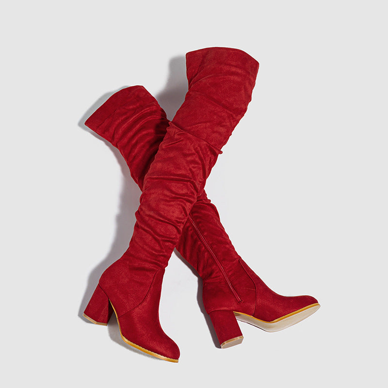 BECKY OVERKNEE SUEDE BOOTS