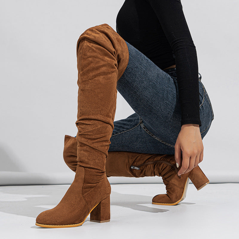 BECKY OVERKNEE SUEDE BOOTS
