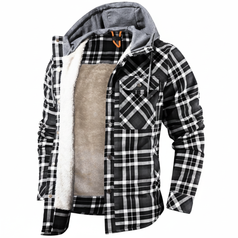 Serremo Woodland Hooded Flannel Jacket with Faux Fur Lining