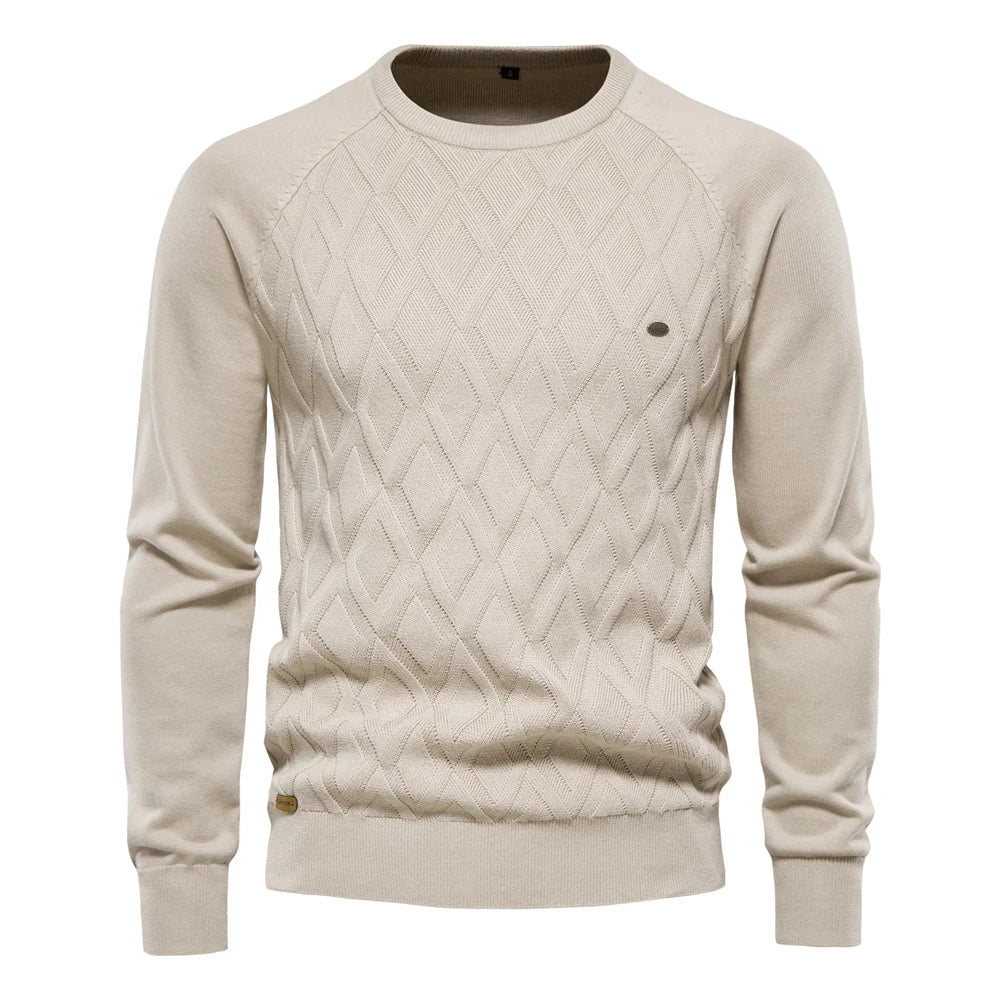 Theodor Men's Elegant Check Pattern Sweater Ultra-Soft Cotton
