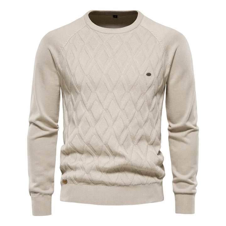 Theodor Men's Elegant Check Pattern Sweater Ultra-Soft Cotton