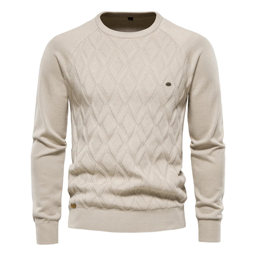 Theodor Men's Elegant Check Pattern Sweater Ultra-Soft Cotton