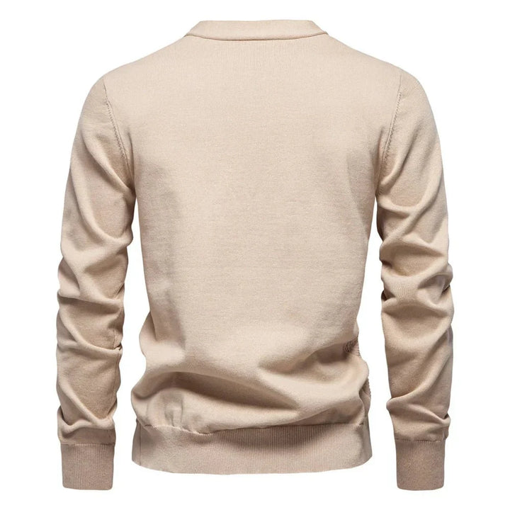 Warm Men's V-Neck Cardigan – Grey, Khaki, Dark Blue