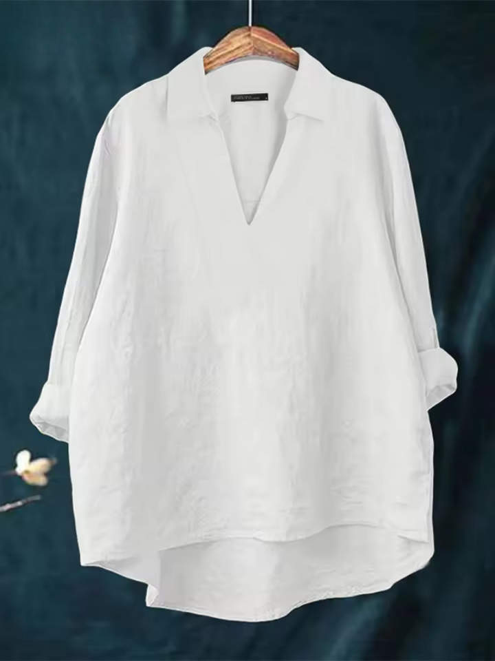 NOVA LINEN V-NECK BLOUSE