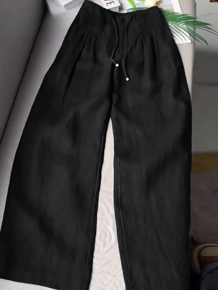 SUSAN WIDE-LEG LINEN PANTS