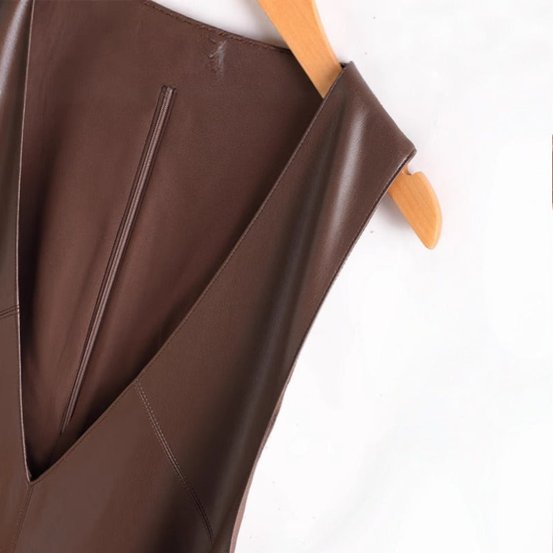 JULIA LEATHER VEST DRESS