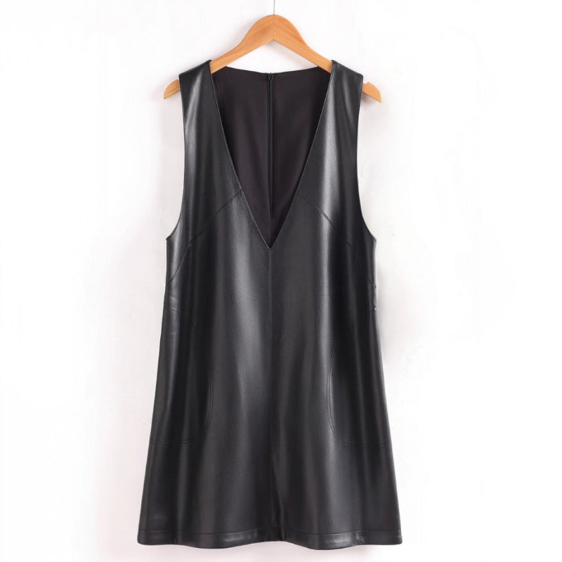 JULIA LEATHER VEST DRESS