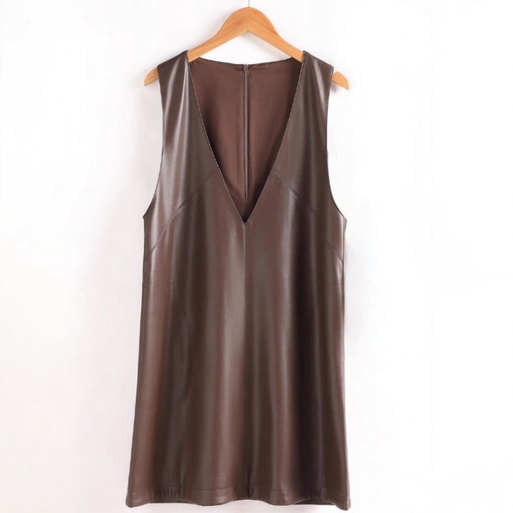 JULIA LEATHER VEST DRESS