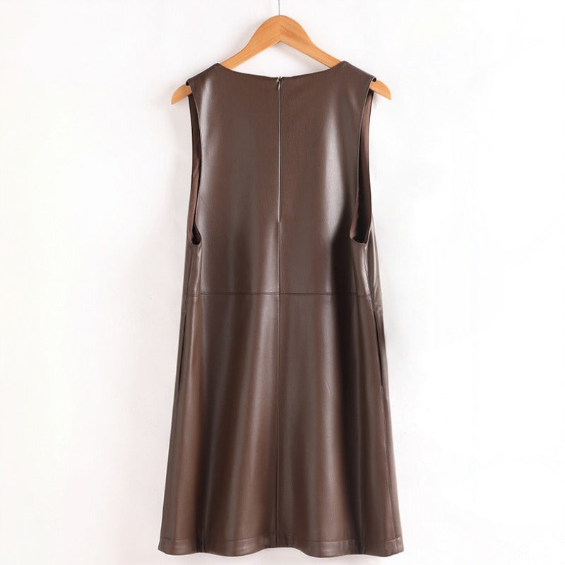 JULIA LEATHER VEST DRESS