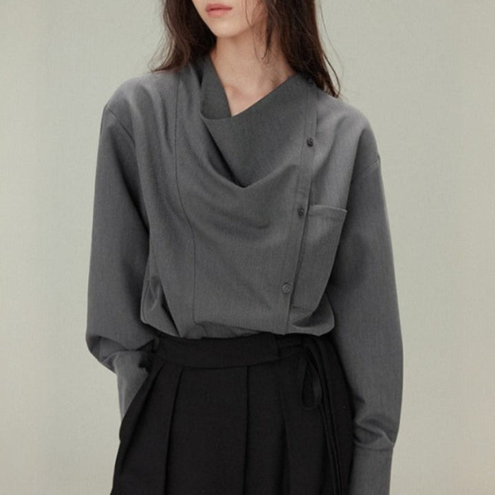 DRAPE-NECK SHIRT