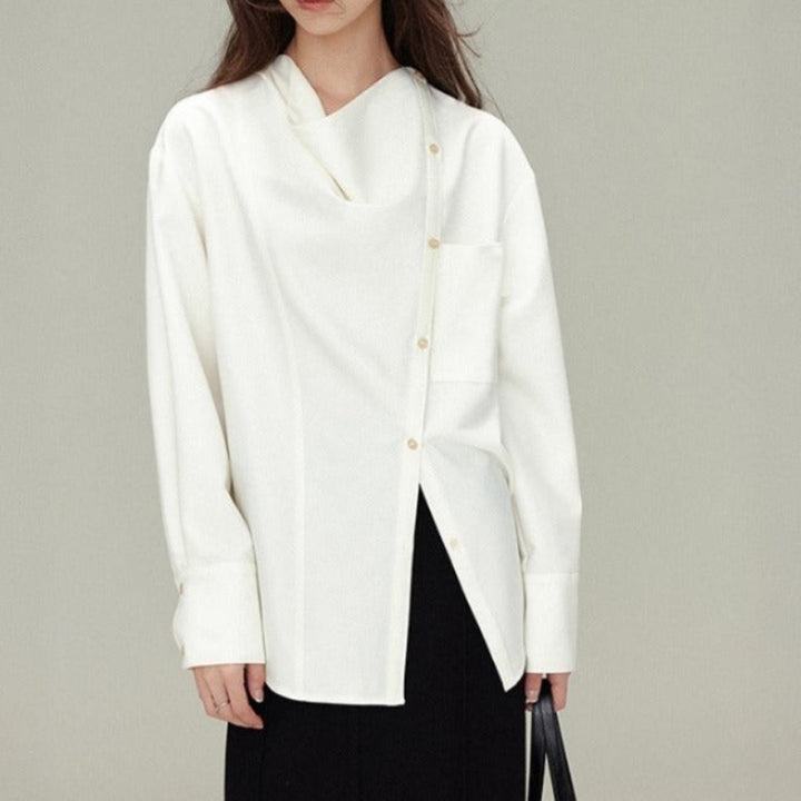 DRAPE-NECK SHIRT