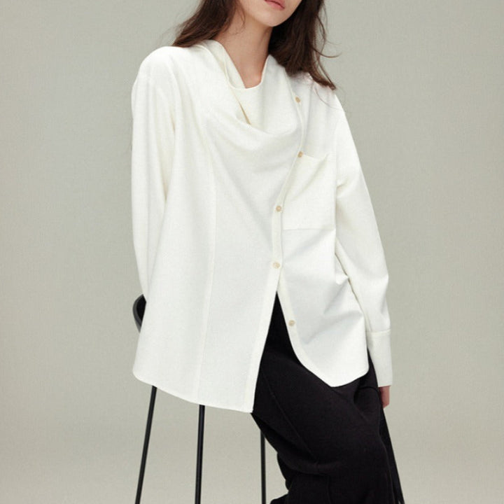 DRAPE-NECK SHIRT