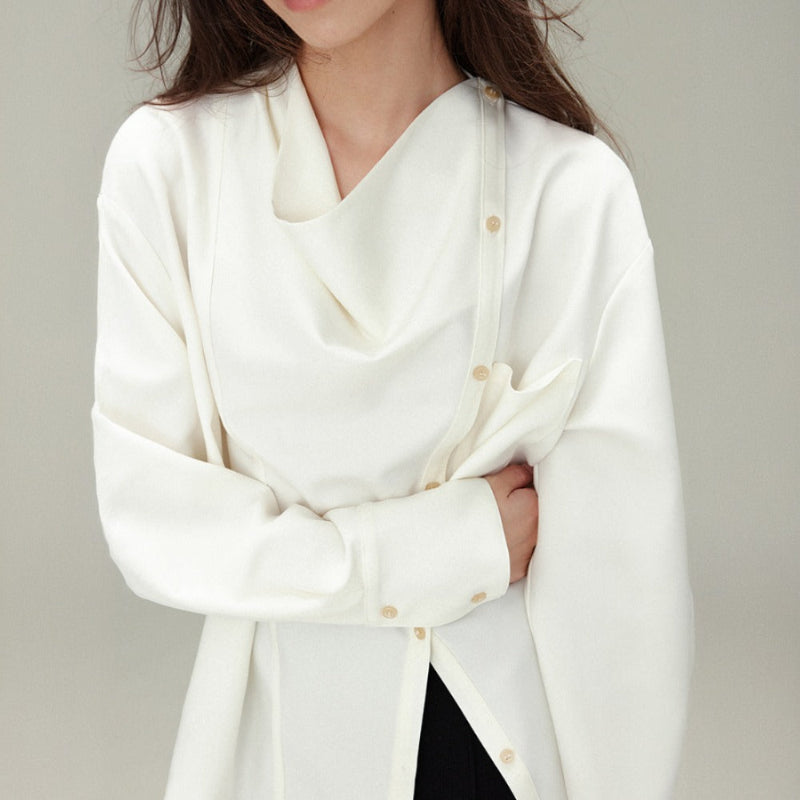 DRAPE-NECK SHIRT