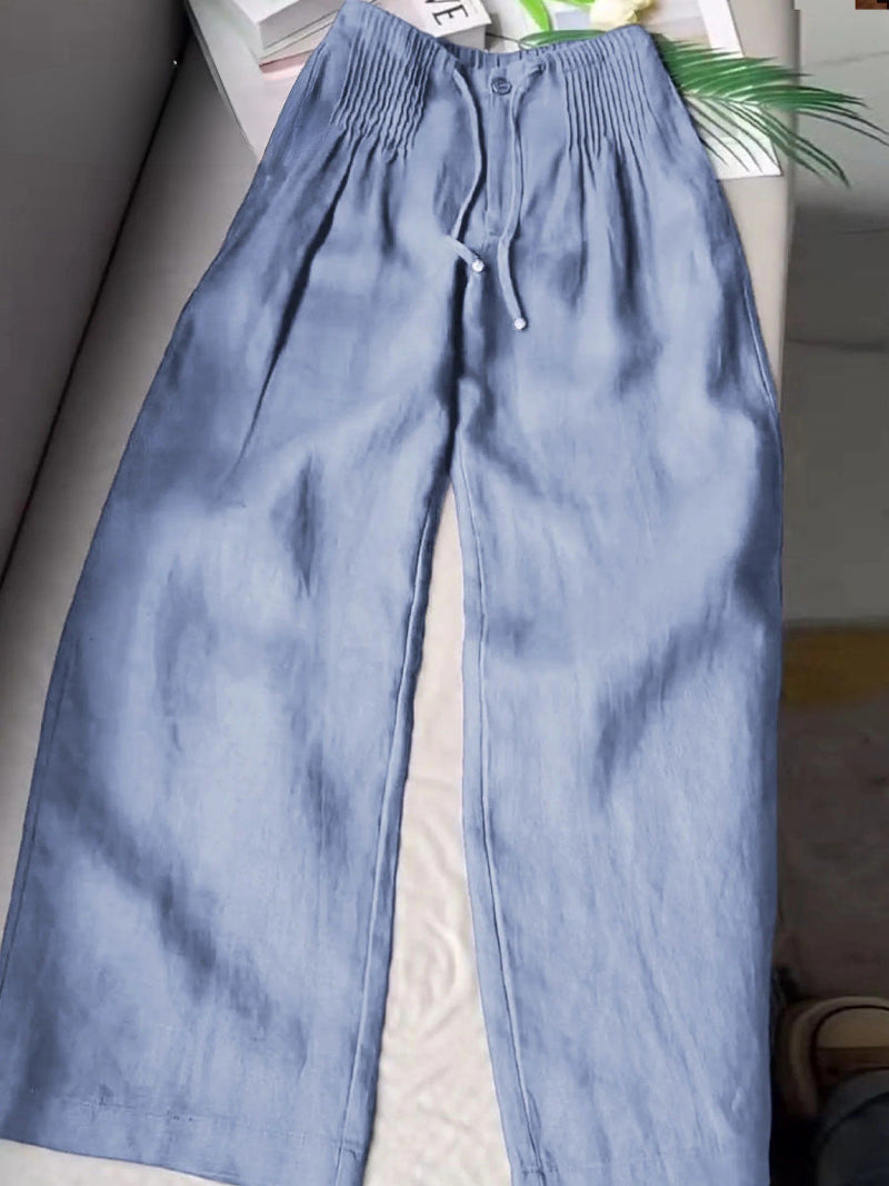 SUSAN WIDE-LEG LINEN PANTS