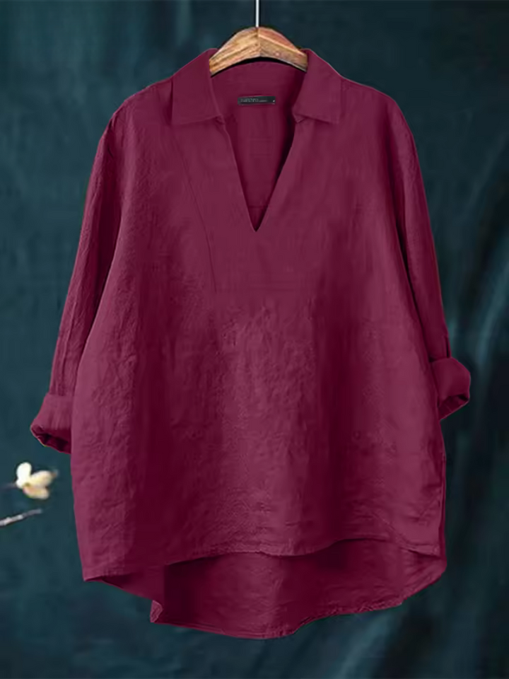 NOVA LINEN V-NECK BLOUSE