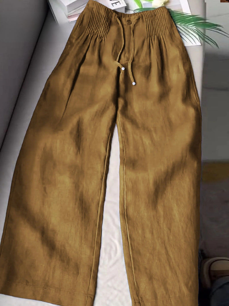 SUSAN WIDE-LEG LINEN PANTS