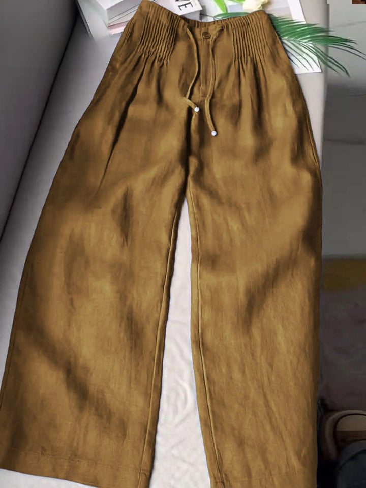 SUSAN WIDE-LEG LINEN PANTS