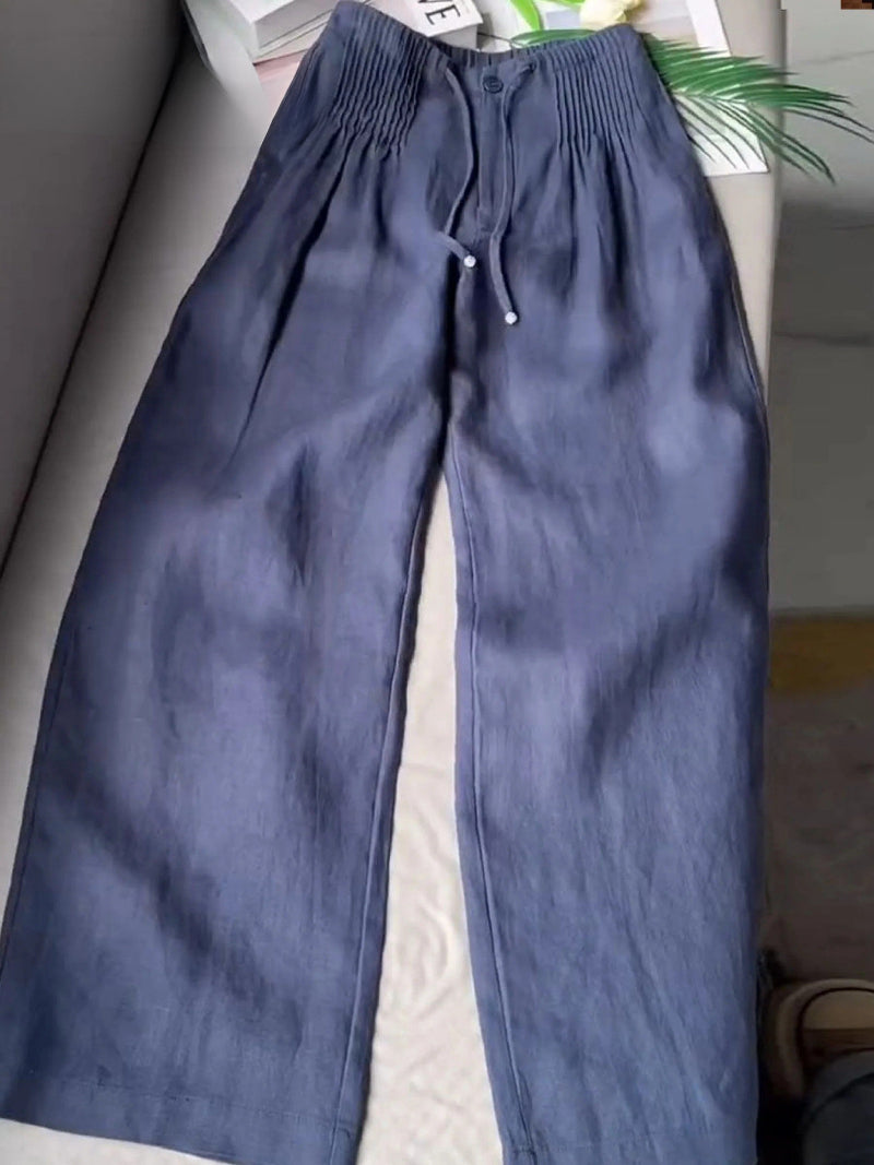 SUSAN WIDE-LEG LINEN PANTS