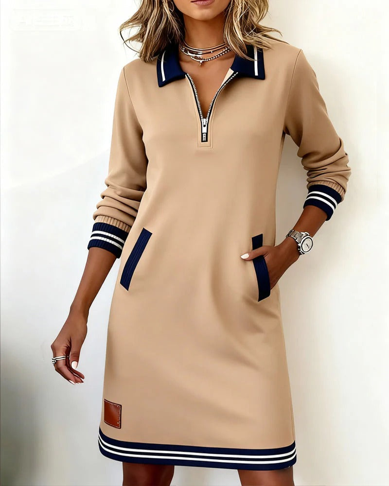 Elegant Chic Long Sleeve Cotton Dress for Women