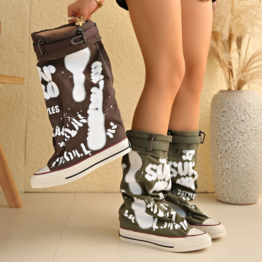 MELODY GRAFFITI CANVAS BOOTS