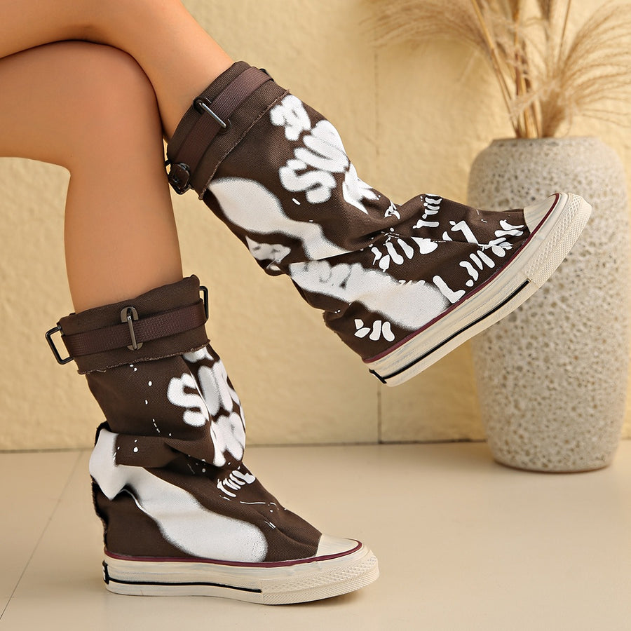 MELODY GRAFFITI CANVAS BOOTS