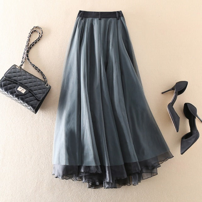 MONTANA LEATHER & ORGANZA SKIRT