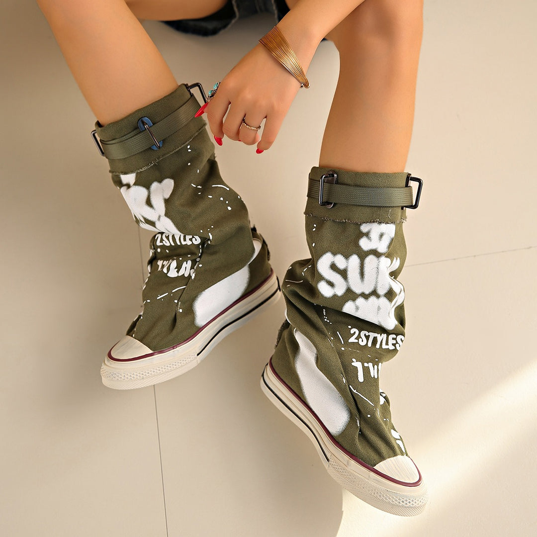 MELODY GRAFFITI CANVAS BOOTS