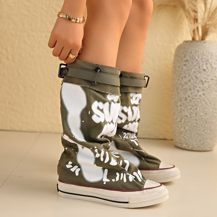 MELODY GRAFFITI CANVAS BOOTS
