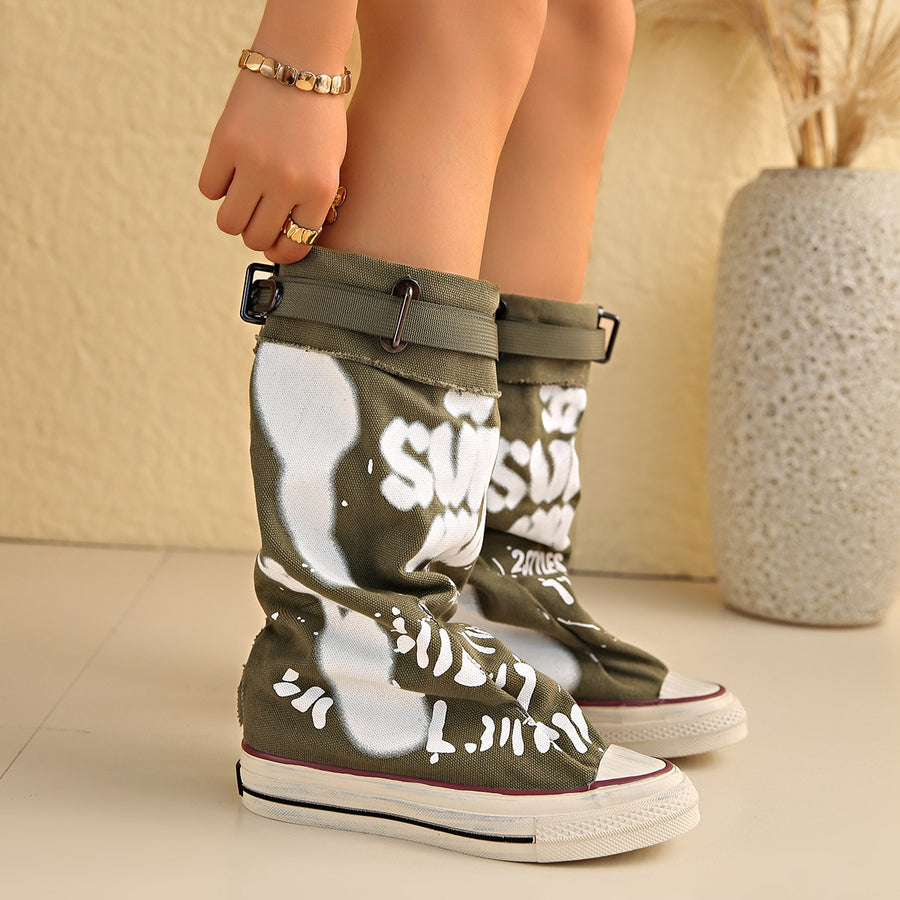 MELODY GRAFFITI CANVAS BOOTS
