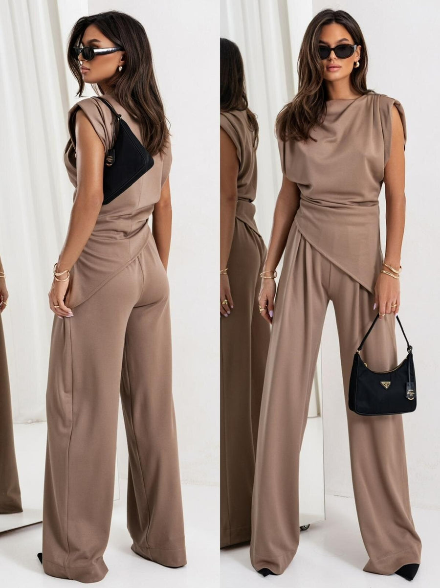 GENEVIEVE™ CREPE DRAPED TWO-PIECE SET