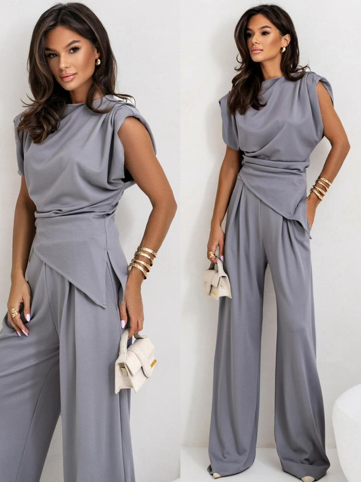 GENEVIEVE™ CREPE DRAPED TWO-PIECE SET