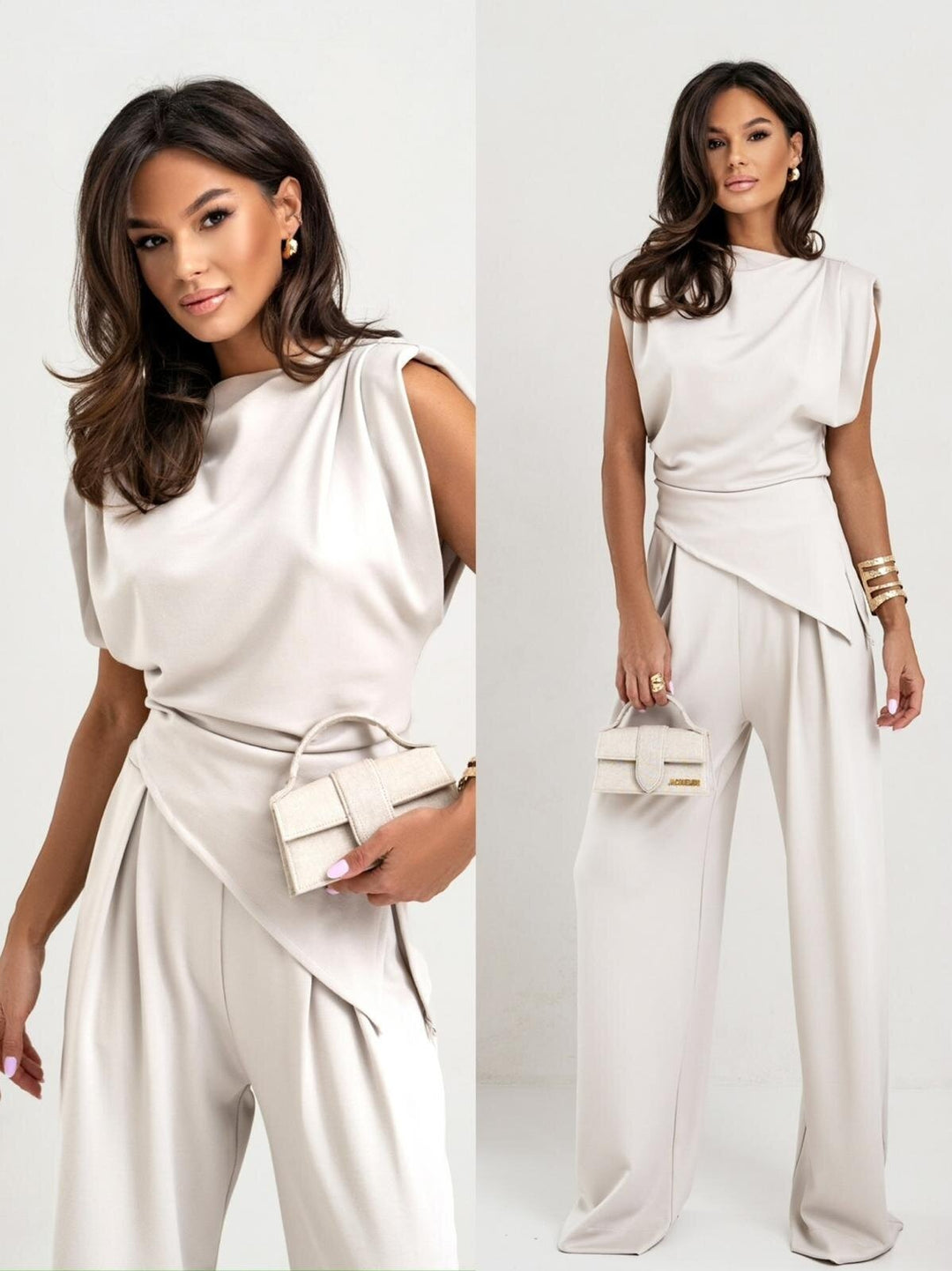GENEVIEVE™ CREPE DRAPED TWO-PIECE SET