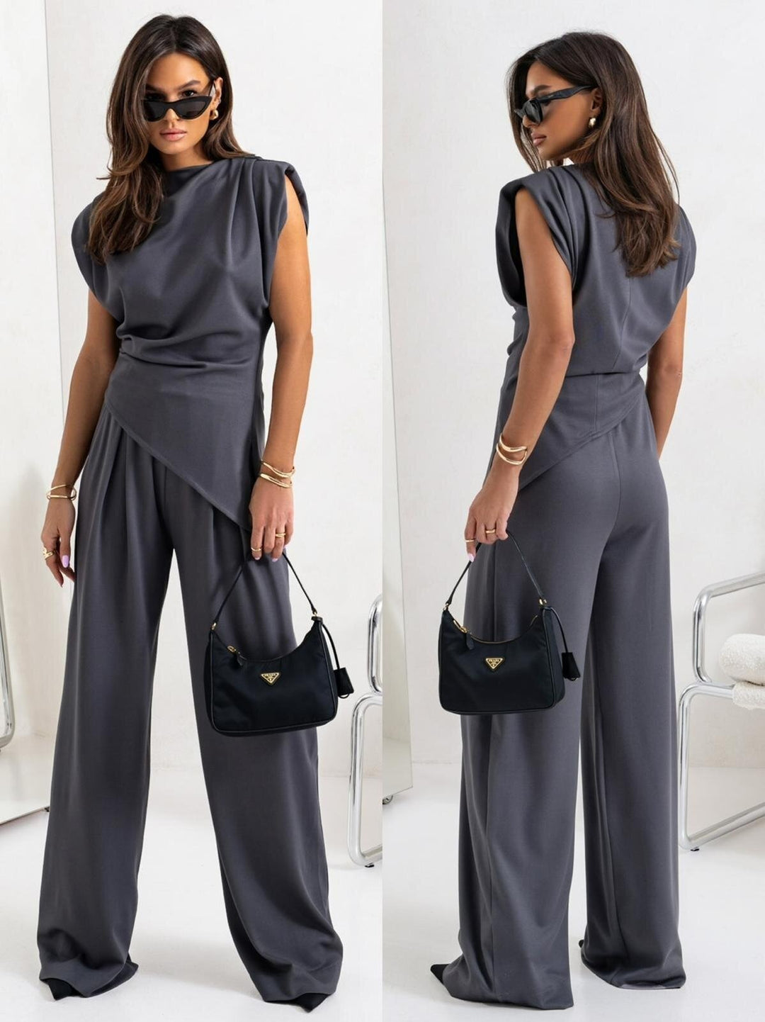 GENEVIEVE™ CREPE DRAPED TWO-PIECE SET