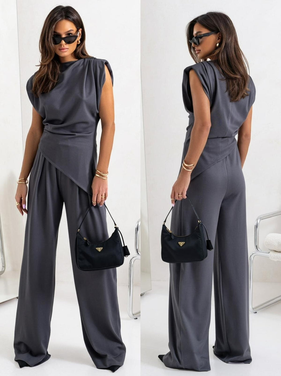 GENEVIEVE™ CREPE DRAPED TWO-PIECE SET
