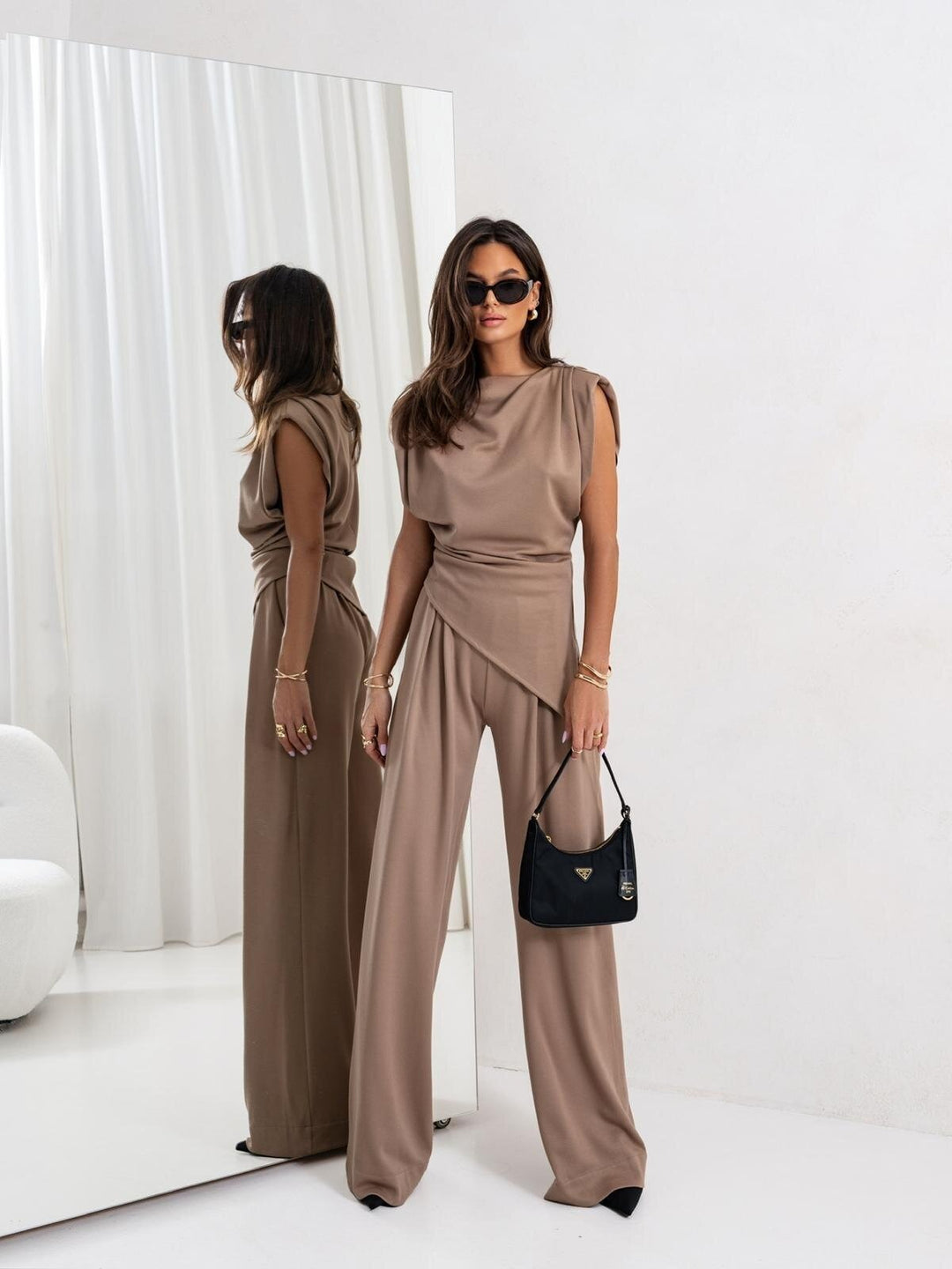 GENEVIEVE™ CREPE DRAPED TWO-PIECE SET