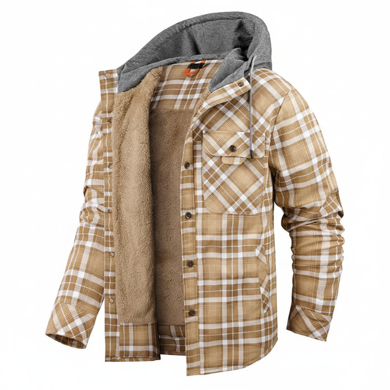 Serremo Woodland Hooded Flannel Jacket with Faux Fur Lining