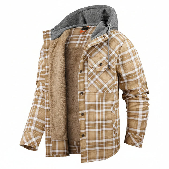 Serremo Woodland Hooded Flannel Jacket with Faux Fur Lining